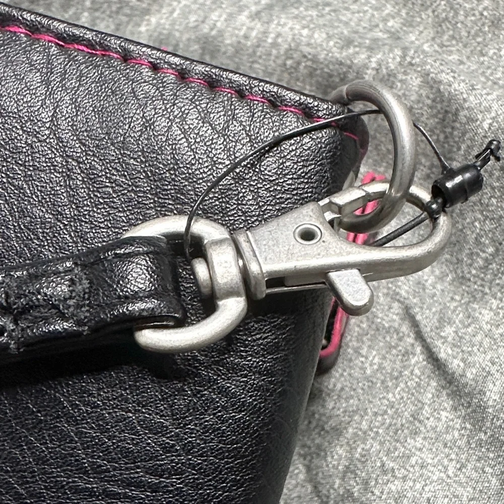 Skechers Crossbody Detachable Straps Card Holder Zip Pouch‎ Wallet Blk pink teal